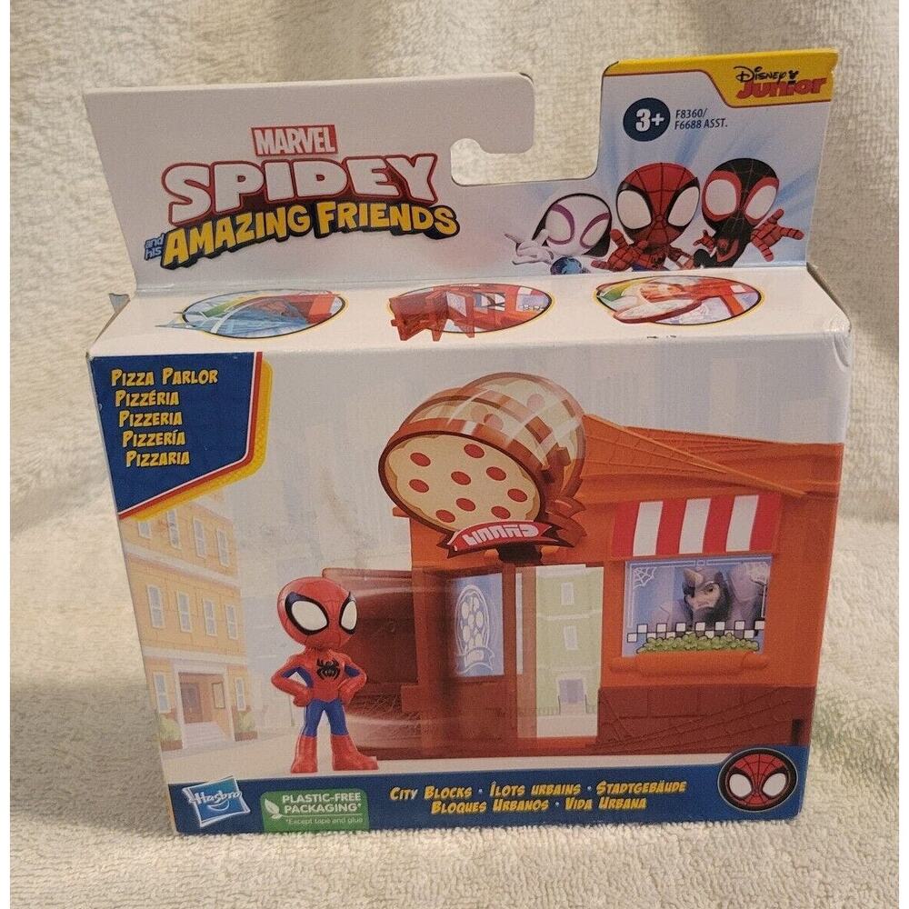 Spiderman & His Amazing Friends City Blocks Spidey Pizza Parlor Set - Brand New